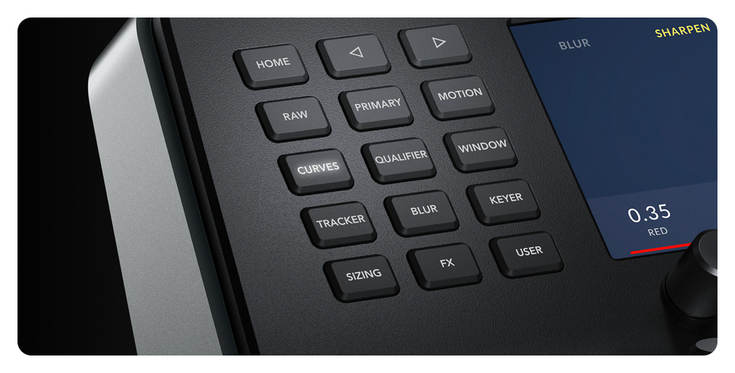 image showing close of illuminated keys, Blackmagic Design DaVinci Resolve Micro Co Panel
